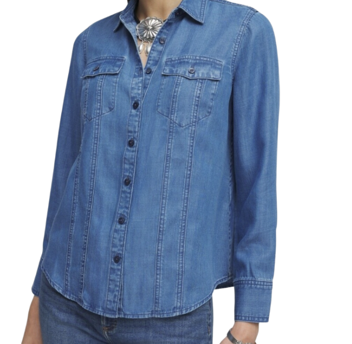 Denim Split Cuff Pocket Shirt